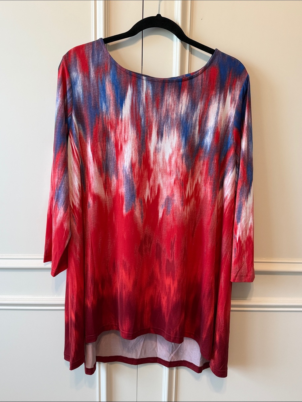 Linea by Louis Dell'Olio Red, Blue & White Scoop Neck Tunic